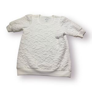 Nine West Puff‎ Sleeve White Quilted Top Size Small